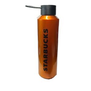 Starbucks Orange & Black Shine Wordmark Logo Strap Water Bottle 24 Oz New w/tags